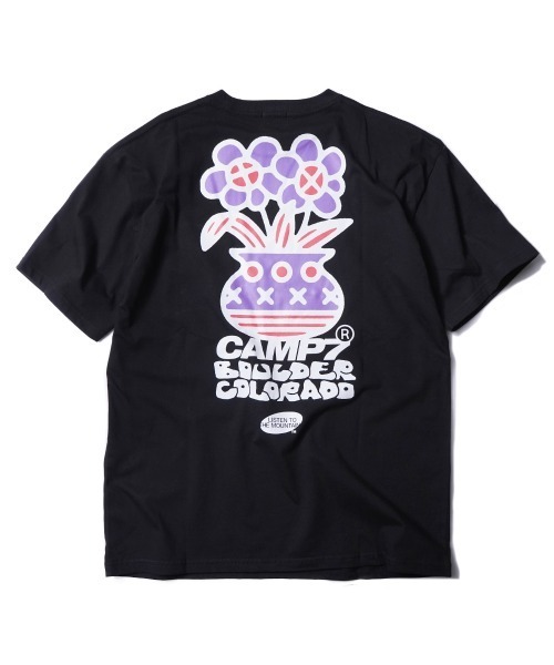CAMP7（キャンプセブン）の「《CAMP7》Naoki “SAND” Yamamoto   flowre PRINT グラフィック TEE（Tシャツ/カットソー・メンズ・ブラック/ホワイト・MEDIUM/LARGE/X-LARGE）」の2枚目の写真