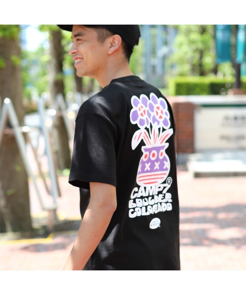 CAMP7（キャンプセブン）の「《CAMP7》Naoki “SAND” Yamamoto   flowre PRINT グラフィック TEE（Tシャツ/カットソー・メンズ・ブラック/ホワイト・MEDIUM/LARGE/X-LARGE）」の3枚目の写真