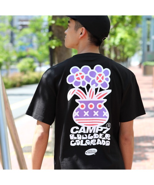 CAMP7（キャンプセブン）の「《CAMP7》Naoki “SAND” Yamamoto   flowre PRINT グラフィック TEE（Tシャツ/カットソー・メンズ・ブラック/ホワイト・MEDIUM/LARGE/X-LARGE）」の8枚目の写真