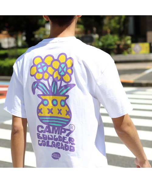 CAMP7（キャンプセブン）の「《CAMP7》Naoki “SAND” Yamamoto   flowre PRINT グラフィック TEE（Tシャツ/カットソー・メンズ・ブラック/ホワイト・MEDIUM/LARGE/X-LARGE）」の6枚目の写真