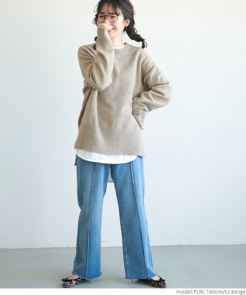 coca（coca）（コカ）の「スリットオーバーサイズニット（ニット/セーター・レディース・ブルー/ライトベージュ・ONE SIZE）」の12枚目の写真