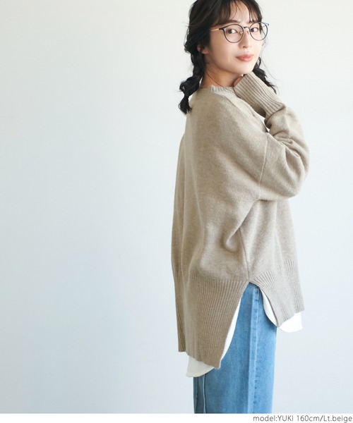 coca（coca）（コカ）の「スリットオーバーサイズニット（ニット/セーター・レディース・ブルー/ライトベージュ・ONE SIZE）」の13枚目の写真