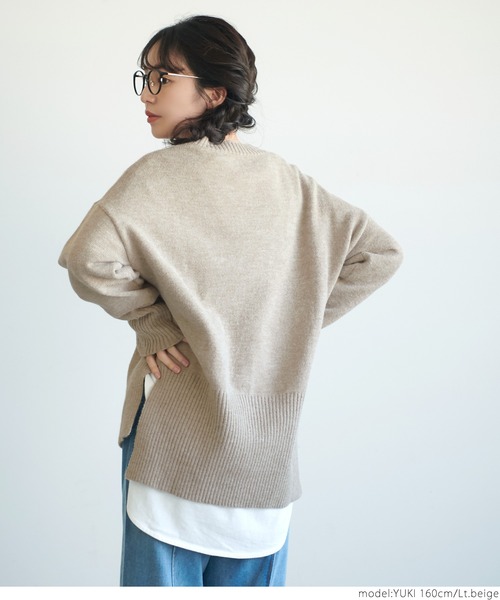 coca（coca）（コカ）の「スリットオーバーサイズニット（ニット/セーター・レディース・ブルー/ライトベージュ・ONE SIZE）」の14枚目の写真