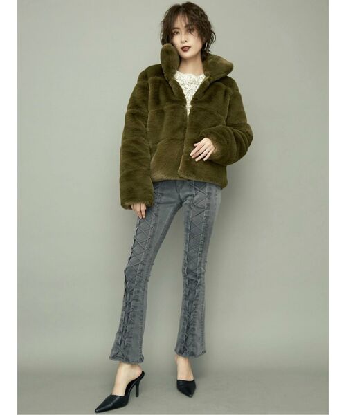 GYDA（ジェイダ）の「switch overエコファーCO（ムートンコート・レディース・ベージュ/カーキ・FREE）」の6枚目の写真