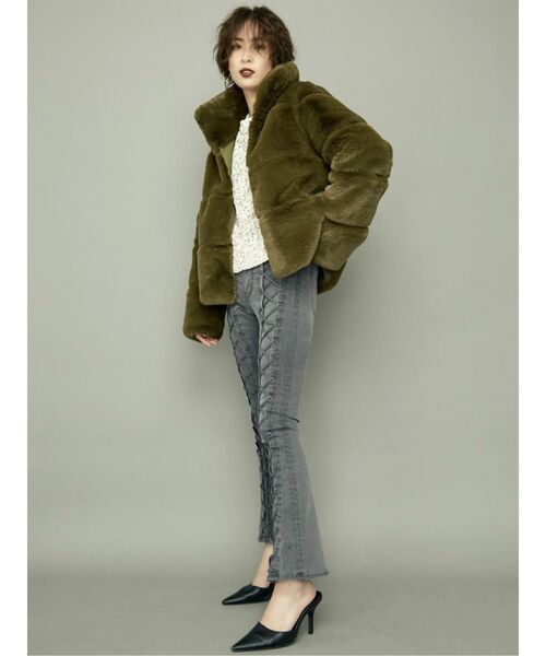 GYDA（ジェイダ）の「switch overエコファーCO（ムートンコート・レディース・ベージュ/カーキ・FREE）」の3枚目の写真