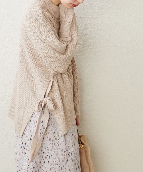 natural couture(ナチュラルクチュール)の「サイドリボンゆるっとニット(ニット/セーター・レディース・ブラック/ブラウン/グリーン/アイボリー・FREE)」の10枚目の写真