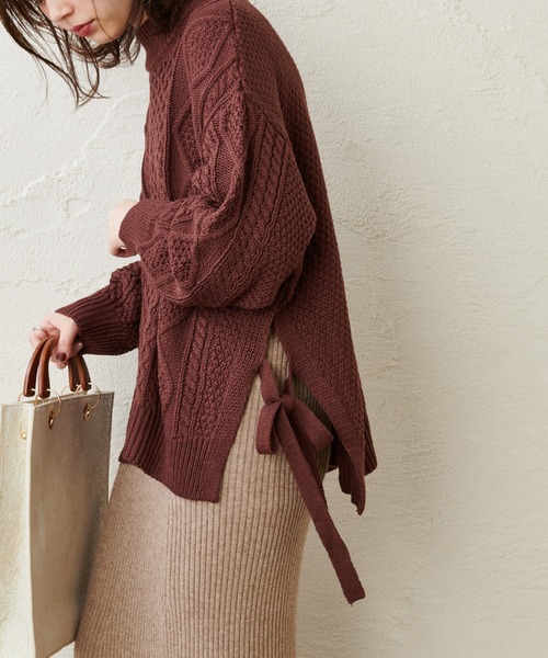 natural couture(ナチュラルクチュール)の「サイドリボンゆるっとニット(ニット/セーター・レディース・ブラック/ブラウン/グリーン/アイボリー・FREE)」の19枚目の写真