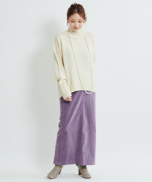 DouDou(ドゥドゥ)の「ベルベットタイトスカート(スカート・レディース・ベージュ/ブルー/パープル・FREE)」の13枚目の写真