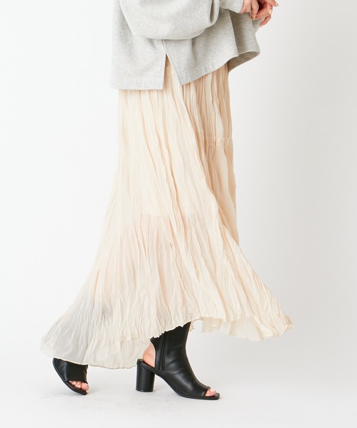 Chico（チコ）の「ワッシャークリンクルアシメスカート（スカート・レディース・ライトベージュ/ミント/ブラック・FREE）」の3枚目の写真