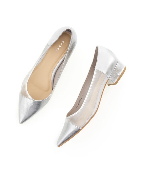 RANDA（ランダ）の「ソフト アシンメトリーデザインポインテッドトゥメッシュパンプス（パンプス・レディース・シルバー/ブラック/パープル・24.5/22.5/23/23.5/25/24）」の14枚目の写真