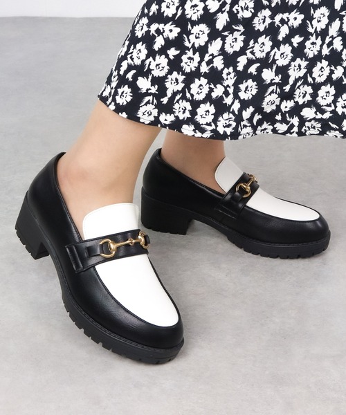 AAA+（サンエープラス）の「AAA / ビットモチーフ厚底ローファー(3584)　厚底軽量タンクソール（ローファー・レディース・ブラック/ブラック系その他/ダークブラウン/ブラック系その他2/アイボリー/グレイッシュベージュ/ブラック×ホワイト・35/40/39/36/37/38/41/42）」の4枚目の写真