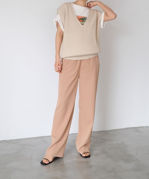 AKTE（アクテ）の「Vネックライトニットベスト（ベスト・レディース・ブルー/ベージュ/ラベンダー・FREE）」の19枚目の写真