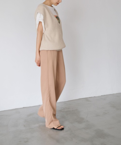 AKTE（アクテ）の「Vネックライトニットベスト（ベスト・レディース・ブルー/ベージュ/ラベンダー・FREE）」の16枚目の写真