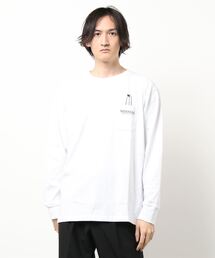 /Bl/天竺ポケット付き長袖Tシャツ バックプリント