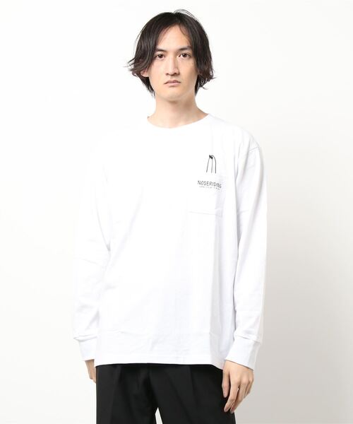 NO WAY(ノーウェイ)の「/Bl/天竺ポケット付き長袖Tシャツ バックプリント(Tシャツ/カットソー・メンズ・ホワイト/ベージュ/オレンジ/グリーン/グレー系/ブラック・LARGE/MEDIUM)」の2枚目の写真