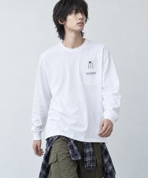 /Bl/天竺ポケット付き長袖Tシャツ バックプリント
