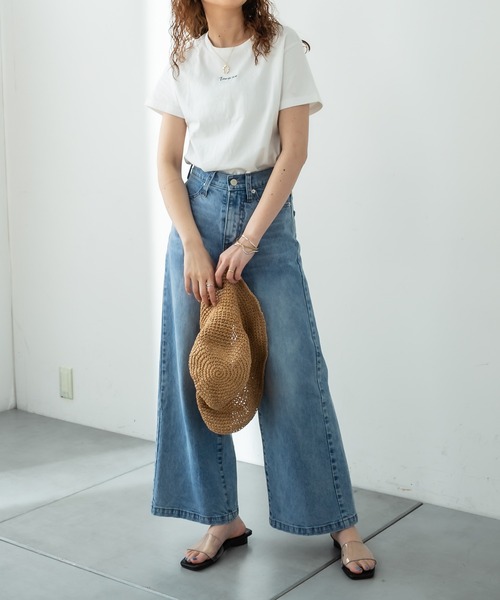 mystic（ミスティック）の「フロント刺繍Tシャツ（Tシャツ/カットソー・レディース・ブラック/オフホワイト/ベージュ/ホワイト系その他2/グレー系その他/グレー系その他2・FREE）」の22枚目の写真