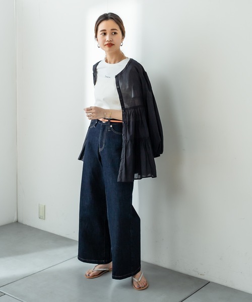 mystic（ミスティック）の「フロント刺繍Tシャツ（Tシャツ/カットソー・レディース・ブラック/オフホワイト/ベージュ/ホワイト系その他2/グレー系その他/グレー系その他2・FREE）」の7枚目の写真