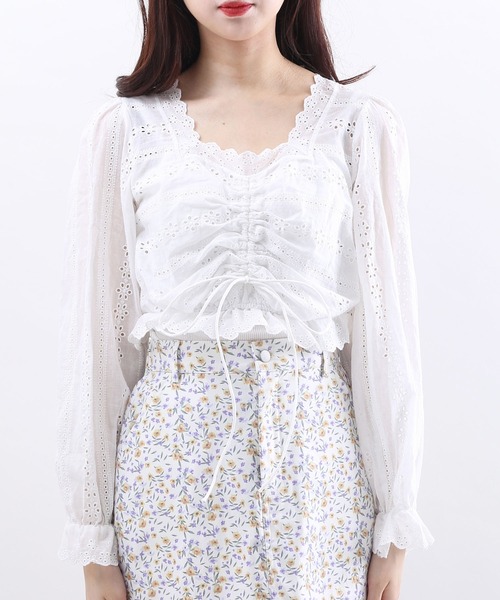 WC（ダブル シー）の「コットンレース長袖ブラウス（シャツ/ブラウス・レディース・ブラック/ホワイト・FREE）」の4枚目の写真