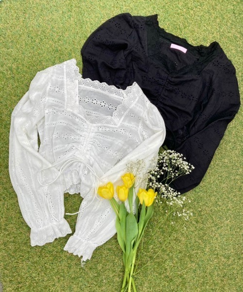 WC（ダブル シー）の「コットンレース長袖ブラウス（シャツ/ブラウス・レディース・ブラック/ホワイト・FREE）」の13枚目の写真