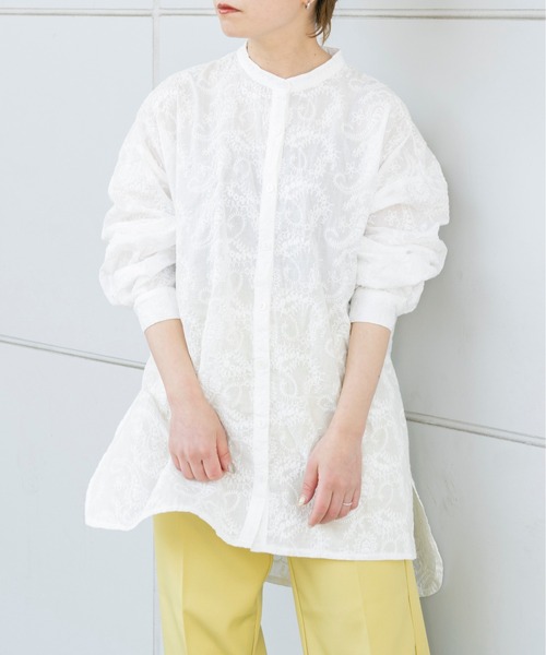 Ambre Neige（アンブルネージュ）の「アソートバンドカラーシャツ／【WEB/EC限定商品】（シャツ/ブラウス・レディース・ホワイト/ブルー系その他/ホワイト系その他2・FREE）」の7枚目の写真