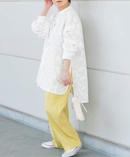 Ambre Neige（アンブルネージュ）の「アソートバンドカラーシャツ／【WEB/EC限定商品】（シャツ/ブラウス・レディース・ホワイト/ブルー系その他/ホワイト系その他2・FREE）」の4枚目の写真