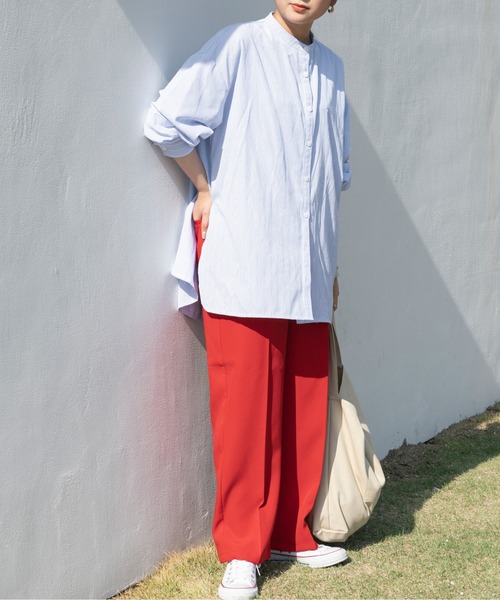 Ambre Neige（アンブルネージュ）の「アソートバンドカラーシャツ／【WEB/EC限定商品】（シャツ/ブラウス・レディース・ホワイト/ブルー系その他/ホワイト系その他2・FREE）」の5枚目の写真