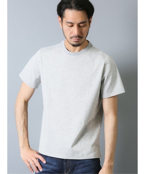 Alexander Julian（アレキサンダージュリアン）の「アレキサンダージュリアンメンズ/ALEXANDER JULIAN：MEN【DRESS T-SHIRT】シルケットポンチ クルーネック半袖Ｔシャツ（Tシャツ/カットソー・メンズ・ベージュ/ネイビー/グリーン/ブラック/ホワイト/グレー・LARGE/X-LARGE/MEDIUM）」の4枚目の写真