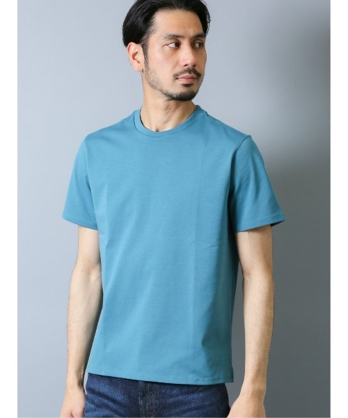 Alexander Julian（アレキサンダージュリアン）の「アレキサンダージュリアンメンズ/ALEXANDER JULIAN：MEN【DRESS T-SHIRT】シルケットポンチ クルーネック半袖Ｔシャツ（Tシャツ/カットソー・メンズ・ベージュ/ネイビー/グリーン/ブラック/ホワイト/グレー・LARGE/X-LARGE/MEDIUM）」の6枚目の写真