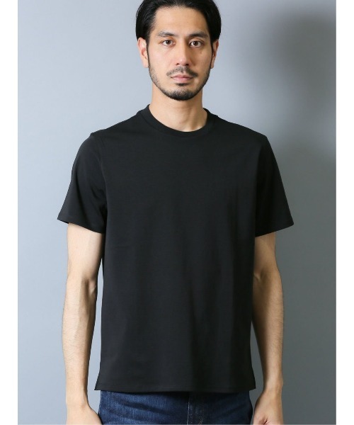 Alexander Julian（アレキサンダージュリアン）の「アレキサンダージュリアンメンズ/ALEXANDER JULIAN：MEN【DRESS T-SHIRT】シルケットポンチ クルーネック半袖Ｔシャツ（Tシャツ/カットソー・メンズ・ベージュ/ネイビー/グリーン/ブラック/ホワイト/グレー・LARGE/X-LARGE/MEDIUM）」の3枚目の写真