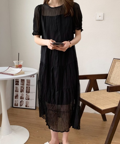 【新品未使用】EDIT COLOGNE♡スモック刺繍ティアードワンピース 刺繍ワンピース ワンピース レディース 長袖 ロング 送料無料