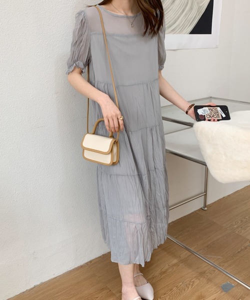 美品⭐︎ハグオーワー　リネン　バックリボン　ワンピース バックタックのラグジュアリーな光沢ロングワンピース – ONE