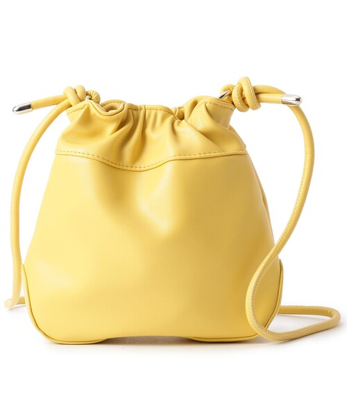 pink adobe（ピンクアドベ）の「◆ソフトレザー調巾着ショルダーバッグ（ショルダーバッグ・レディース・ブラック/ライトグリーン/イエロー/アイボリー/ピンクゴールド・00）」の5枚目の写真