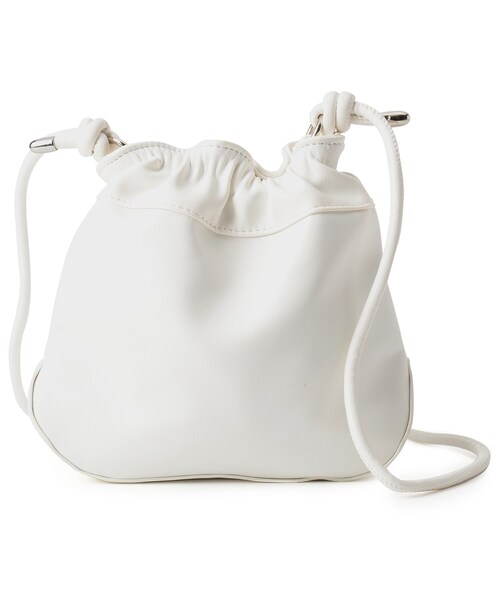 pink adobe（ピンクアドベ）の「◆ソフトレザー調巾着ショルダーバッグ（ショルダーバッグ・レディース・ブラック/ライトグリーン/イエロー/アイボリー/ピンクゴールド・00）」の2枚目の写真