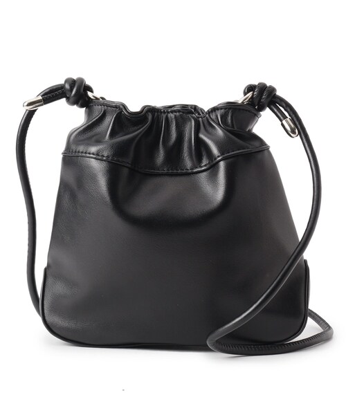 pink adobe（ピンクアドベ）の「◆ソフトレザー調巾着ショルダーバッグ（ショルダーバッグ・レディース・ブラック/ライトグリーン/イエロー/アイボリー/ピンクゴールド・00）」の3枚目の写真