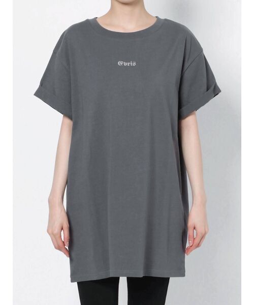 EVRIS（エヴリス）の「ロールアップグラフィックTEE（Tシャツ/カットソー・レディース・ベージュ/グレー/ブルー/アイボリー・FREE）」の6枚目の写真