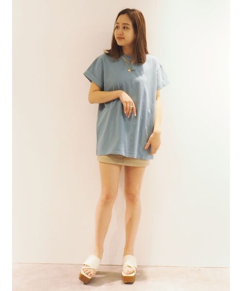 EVRIS（エヴリス）の「ロールアップグラフィックTEE（Tシャツ/カットソー・レディース・ベージュ/グレー/ブルー/アイボリー・FREE）」の20枚目の写真