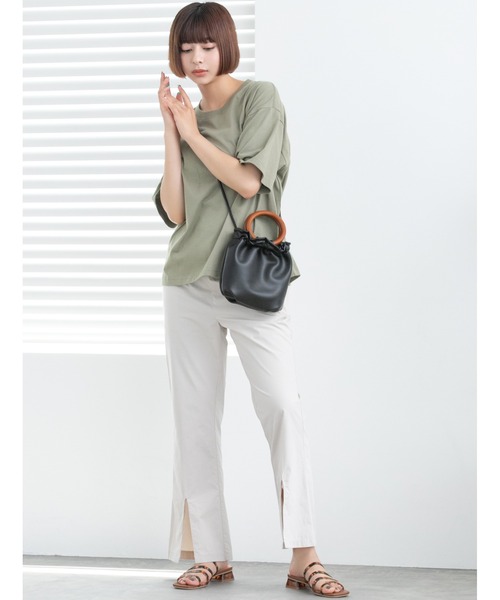 fifth（フィフス）の「ウッドハンドル巾着ミニバッグ（ショルダーバッグ・レディース・ホワイト/ブラック/イエロー・FREE）」の11枚目の写真