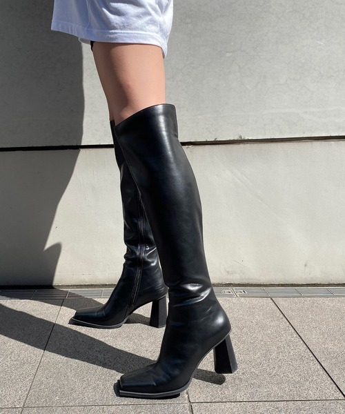 EVOL（イーボル）の「【EVOL】  デザインヒールスクエアロングブーツ IR9687（ブーツ・レディース・ブラック/ブラウン・22.5cm/23.5cm/24.5cm/23.0cm/24.0cm/25.0cm）」の14枚目の写真