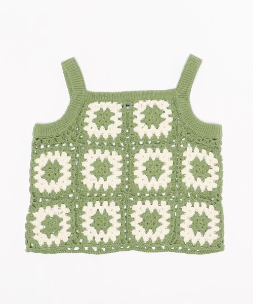 LAGUA GEM(ラグアジェム)の「CROCHET TOPS(キャミソール・レディース・ネイビー/ライトグリーン・FREE)」の3枚目の写真