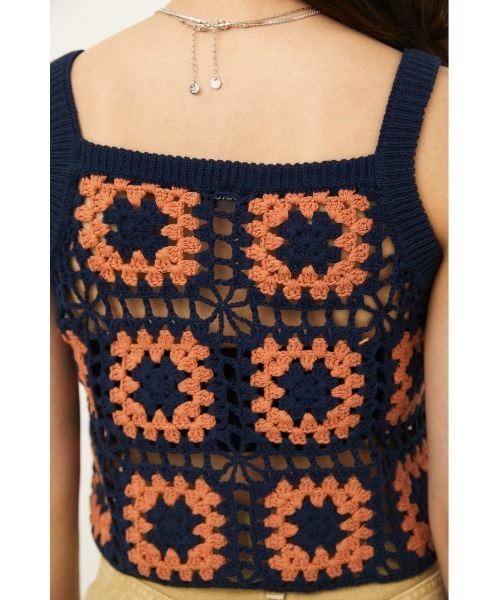 LAGUA GEM(ラグアジェム)の「CROCHET TOPS(キャミソール・レディース・ネイビー/ライトグリーン・FREE)」の16枚目の写真