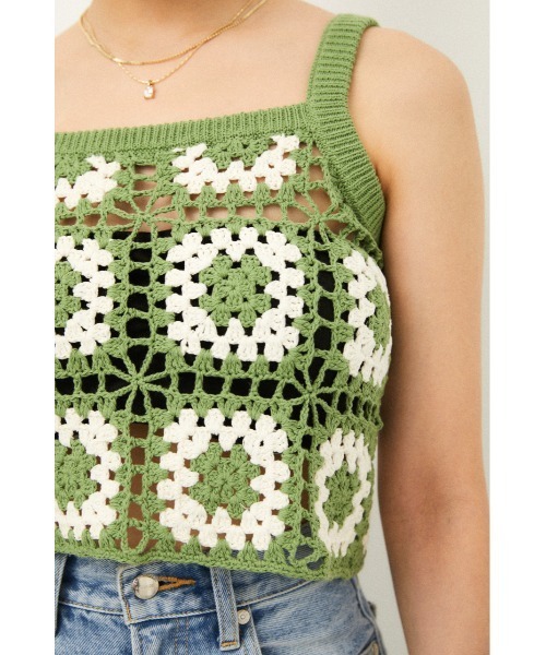 LAGUA GEM(ラグアジェム)の「CROCHET TOPS(キャミソール・レディース・ネイビー/ライトグリーン・FREE)」の10枚目の写真