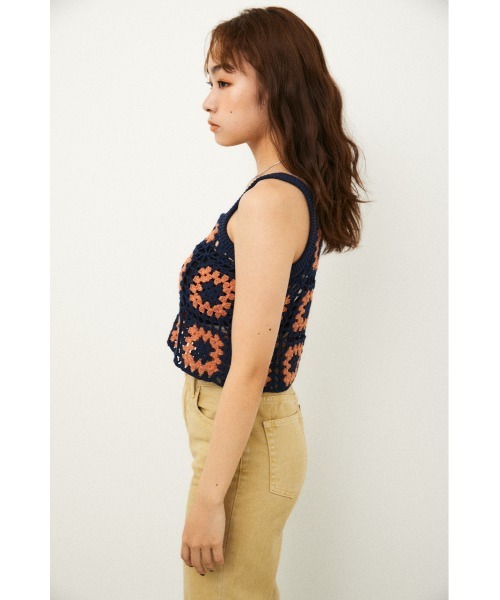 LAGUA GEM(ラグアジェム)の「CROCHET TOPS(キャミソール・レディース・ネイビー/ライトグリーン・FREE)」の13枚目の写真