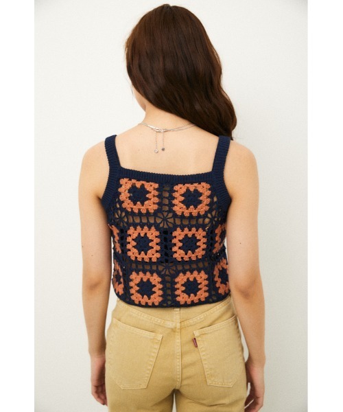 LAGUA GEM(ラグアジェム)の「CROCHET TOPS(キャミソール・レディース・ネイビー/ライトグリーン・FREE)」の14枚目の写真