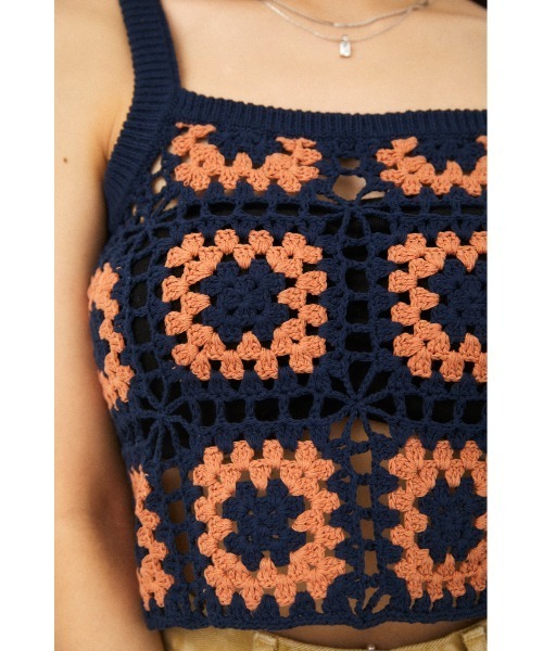 LAGUA GEM(ラグアジェム)の「CROCHET TOPS(キャミソール・レディース・ネイビー/ライトグリーン・FREE)」の15枚目の写真