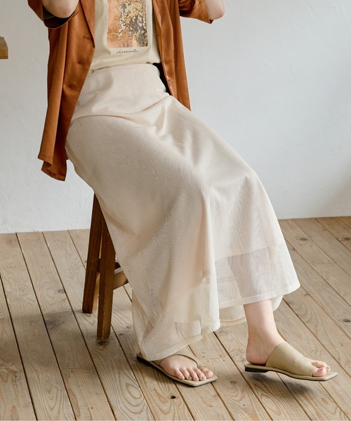 Ambre Neige（アンブルネージュ）の「【ペチコート付き】メッシュフレアスカート／【WEB/EC限定商品】（スカート・レディース・ベージュ/アイボリー・FREE）」の5枚目の写真