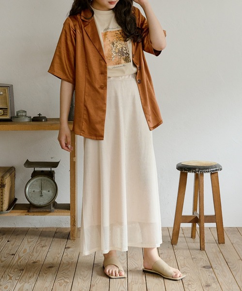 Ambre Neige（アンブルネージュ）の「【ペチコート付き】メッシュフレアスカート／【WEB/EC限定商品】（スカート・レディース・ベージュ/アイボリー・FREE）」の8枚目の写真