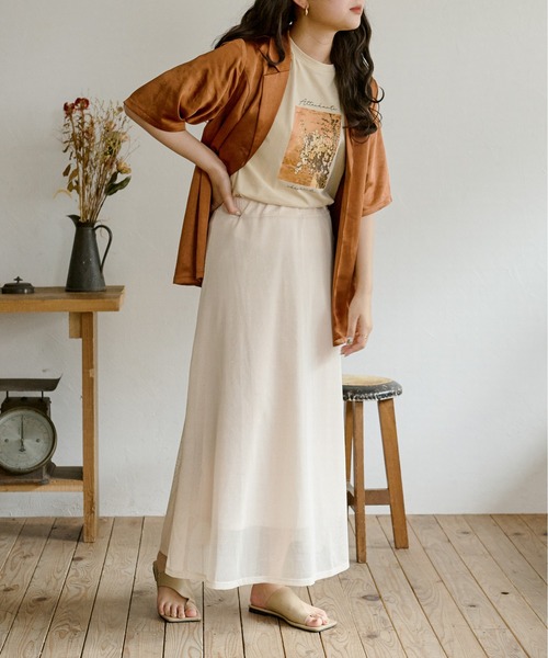 Ambre Neige（アンブルネージュ）の「【ペチコート付き】メッシュフレアスカート／【WEB/EC限定商品】（スカート・レディース・ベージュ/アイボリー・FREE）」の9枚目の写真