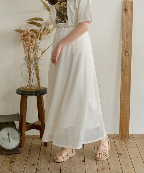 Ambre Neige（アンブルネージュ）の「【ペチコート付き】メッシュフレアスカート／【WEB/EC限定商品】（スカート・レディース・ベージュ/アイボリー・FREE）」の14枚目の写真