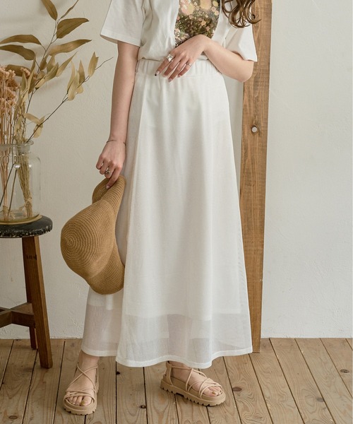 Ambre Neige（アンブルネージュ）の「【ペチコート付き】メッシュフレアスカート／【WEB/EC限定商品】（スカート・レディース・ベージュ/アイボリー・FREE）」の12枚目の写真